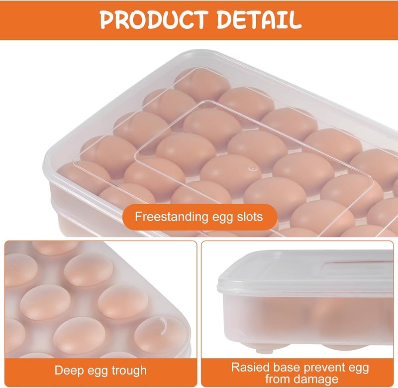 FACULX 3 Pack Deviled Egg Containers with Lid and 8 Pcs Deviled Egg Injector Piping Tool, Egg Organizer for Refrigerator, Fridge Stackable Countertop Portable Egg Platter (transparent-2 packs) - Image 3